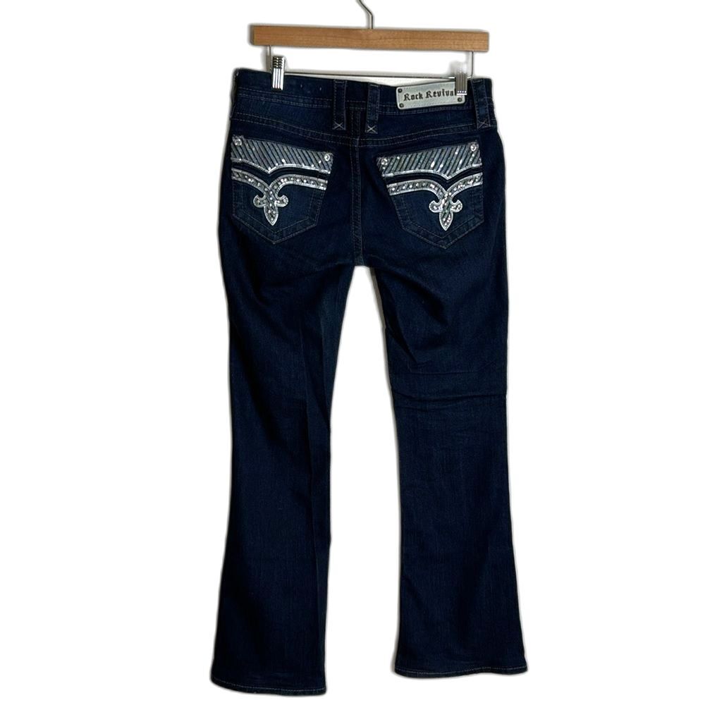 Rock revival ladies bootcut klarry bling pockets dark wash jeans size 28